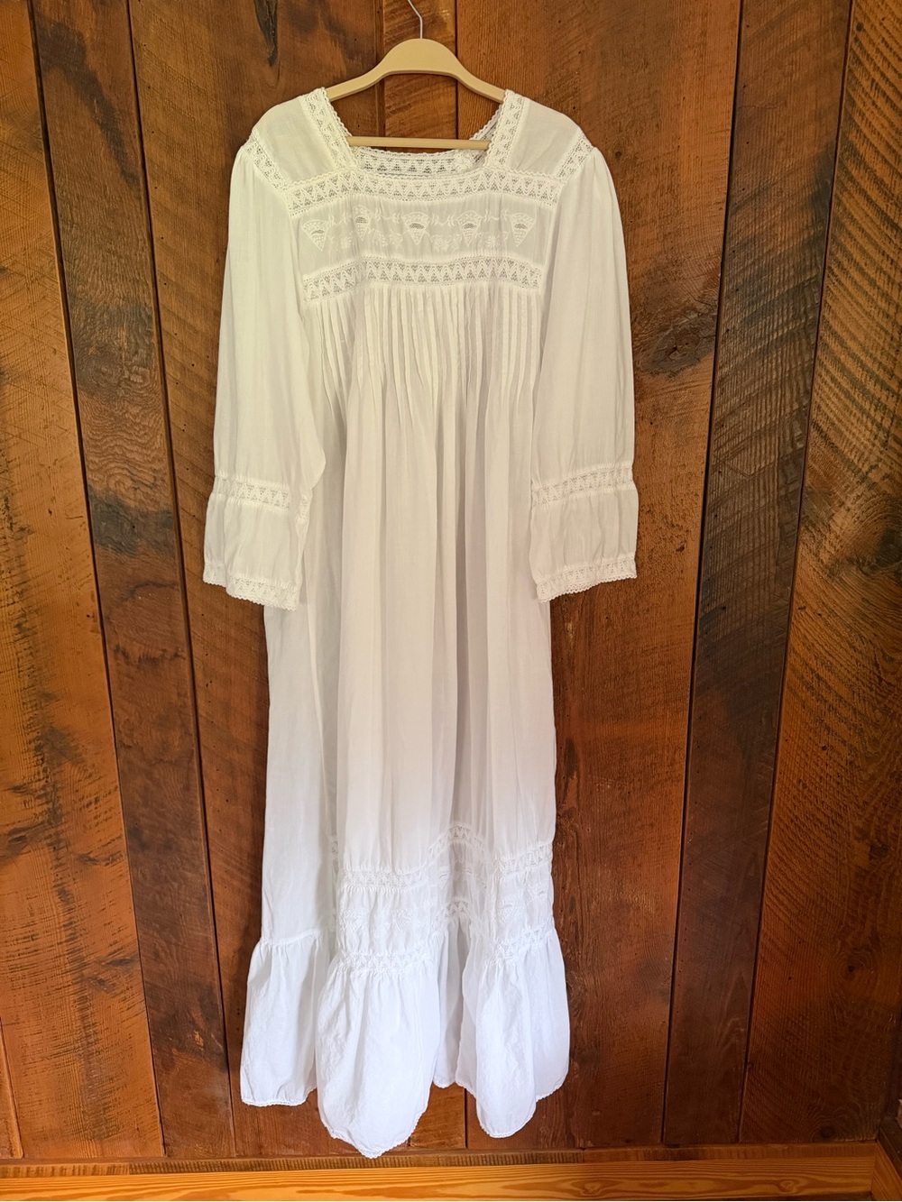 ✨ Vintage Past Times White Cotton Nightgown Victorian Cottagecore Dress S M ✨